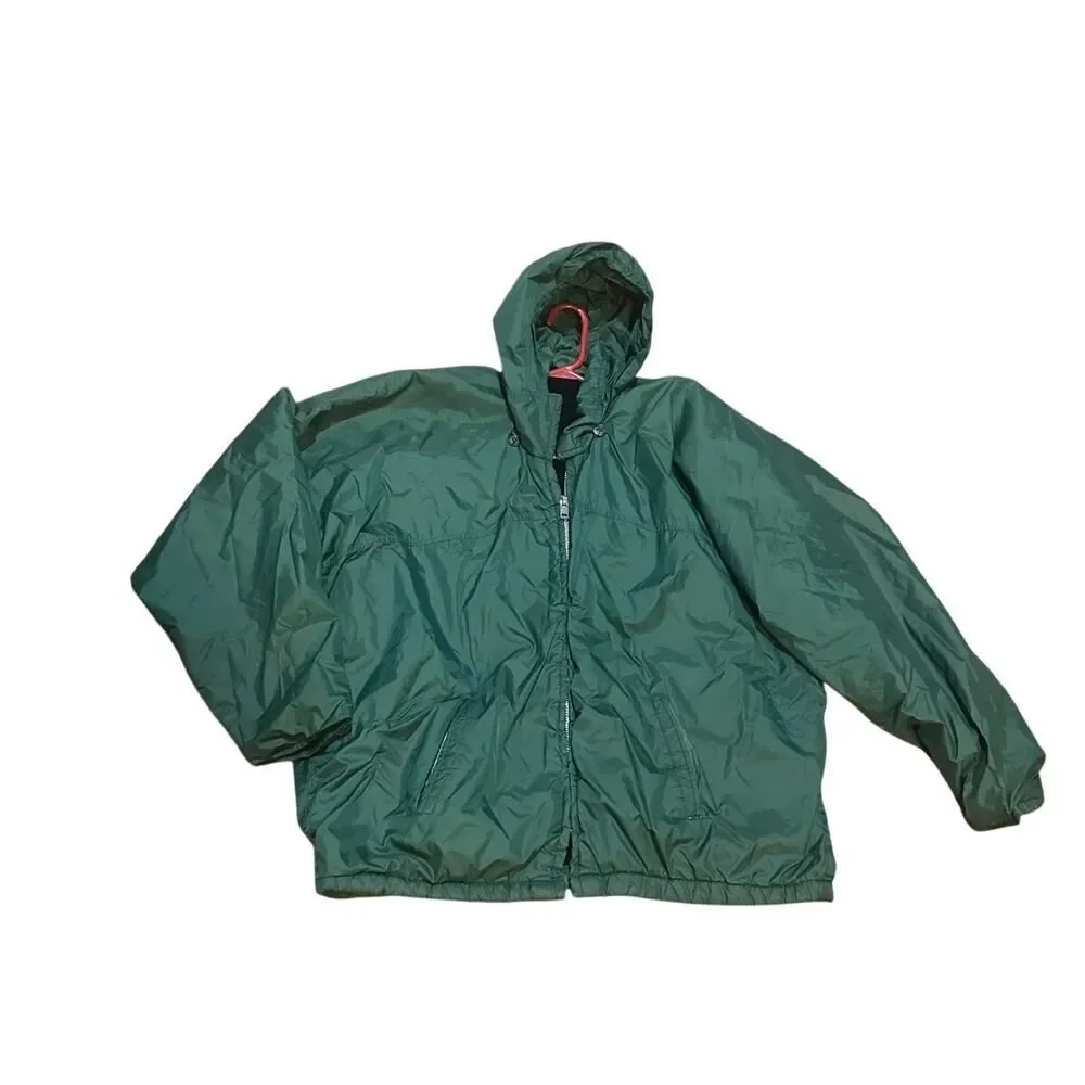 Vintage 80s 90s Poway CA Titans High School Green Lined Jacket Full Zip Hooded